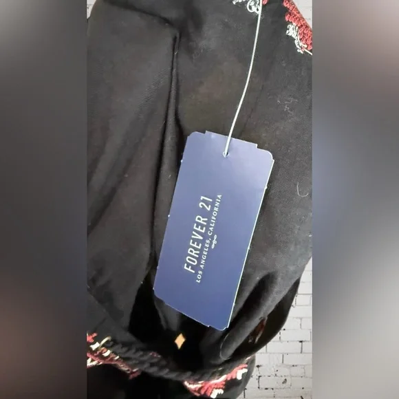 Forever 21 Sleeveless Boho Mini Dress- Embroidered Trim Rope Belt NWT - Picture 10 of 12